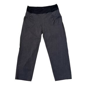 Prana Summit Capri Pants Nylon Performance Hiking Gray Black Stretch Size Large